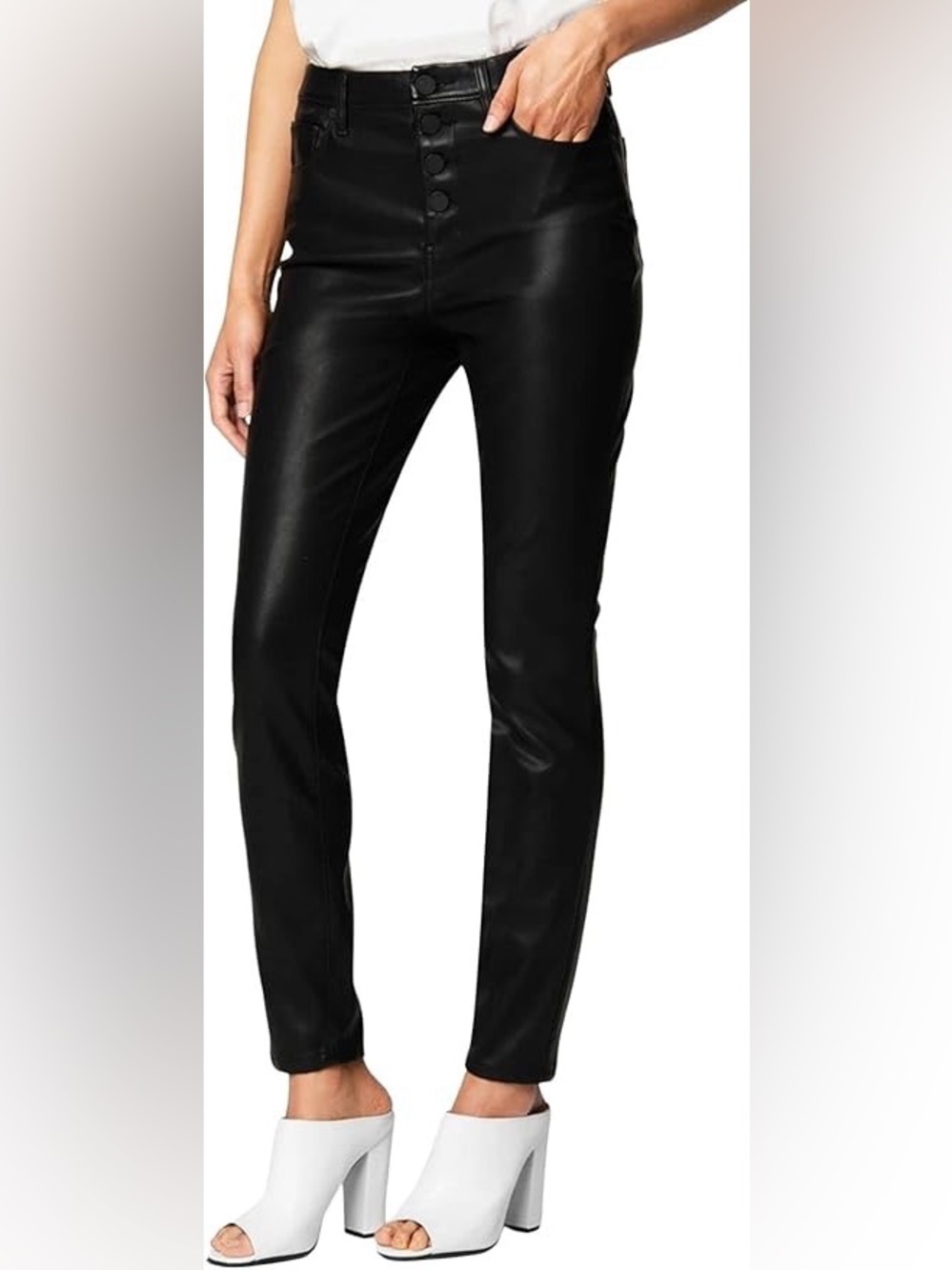 BlankNYC Great Jones Coated Skinny Jeans Womens 30 Black Waxed Moto Pants
